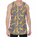 Black And White Geometric Banana Print Men's Velvet Tank Top