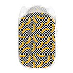 Black And White Geometric Banana Print Mesh Laundry Hamper