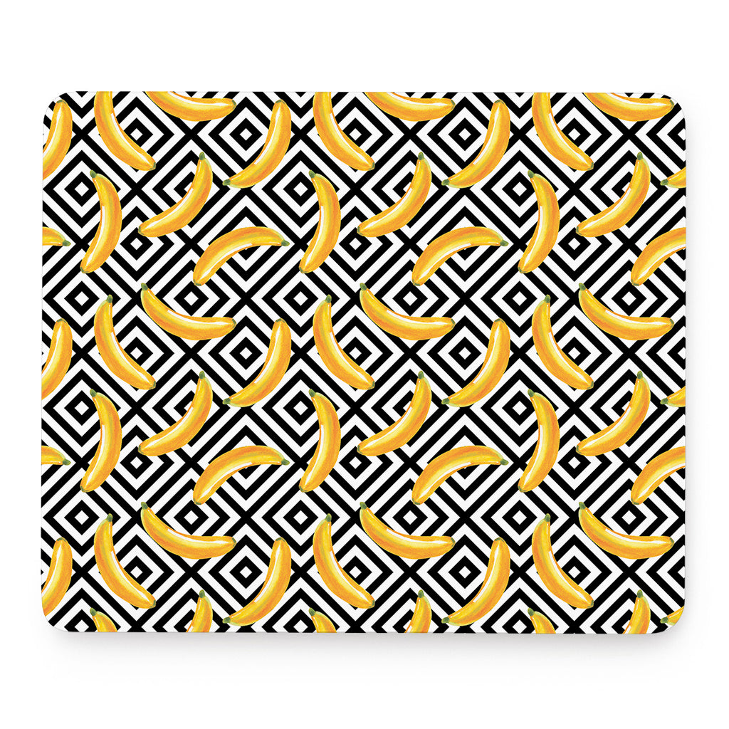 Black And White Geometric Banana Print Mouse Pad