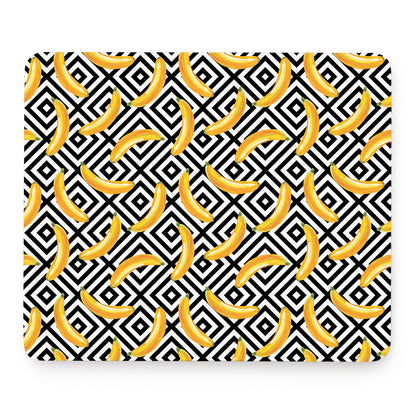 Black And White Geometric Banana Print Mouse Pad