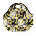 Black And White Geometric Banana Print Neoprene Lunch Bag