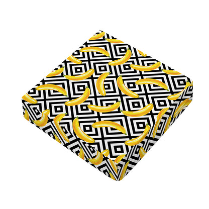 Black And White Geometric Banana Print Outdoor Seat Cushion Cover