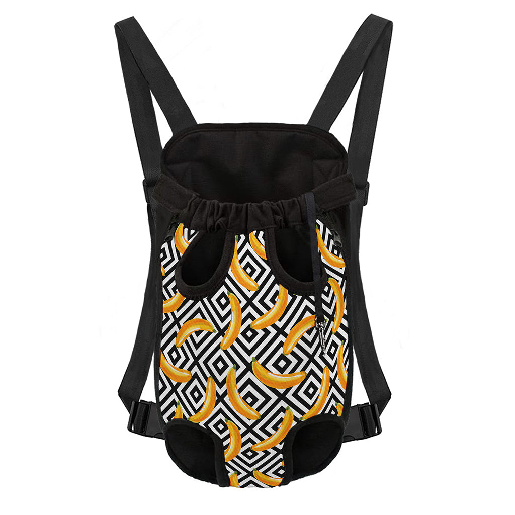 Black And White Geometric Banana Print Pet Carrier Backpack