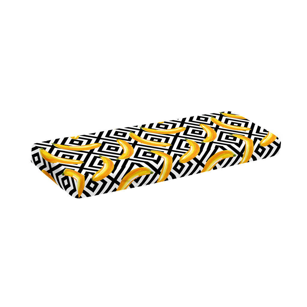Black And White Geometric Banana Print Piano Keyboard Cover