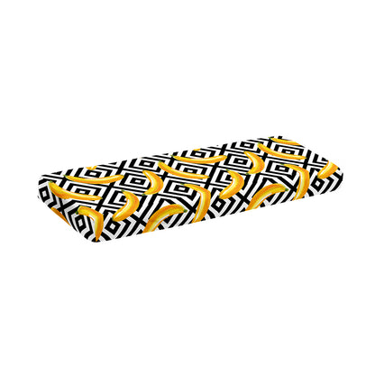 Black And White Geometric Banana Print Piano Keyboard Cover