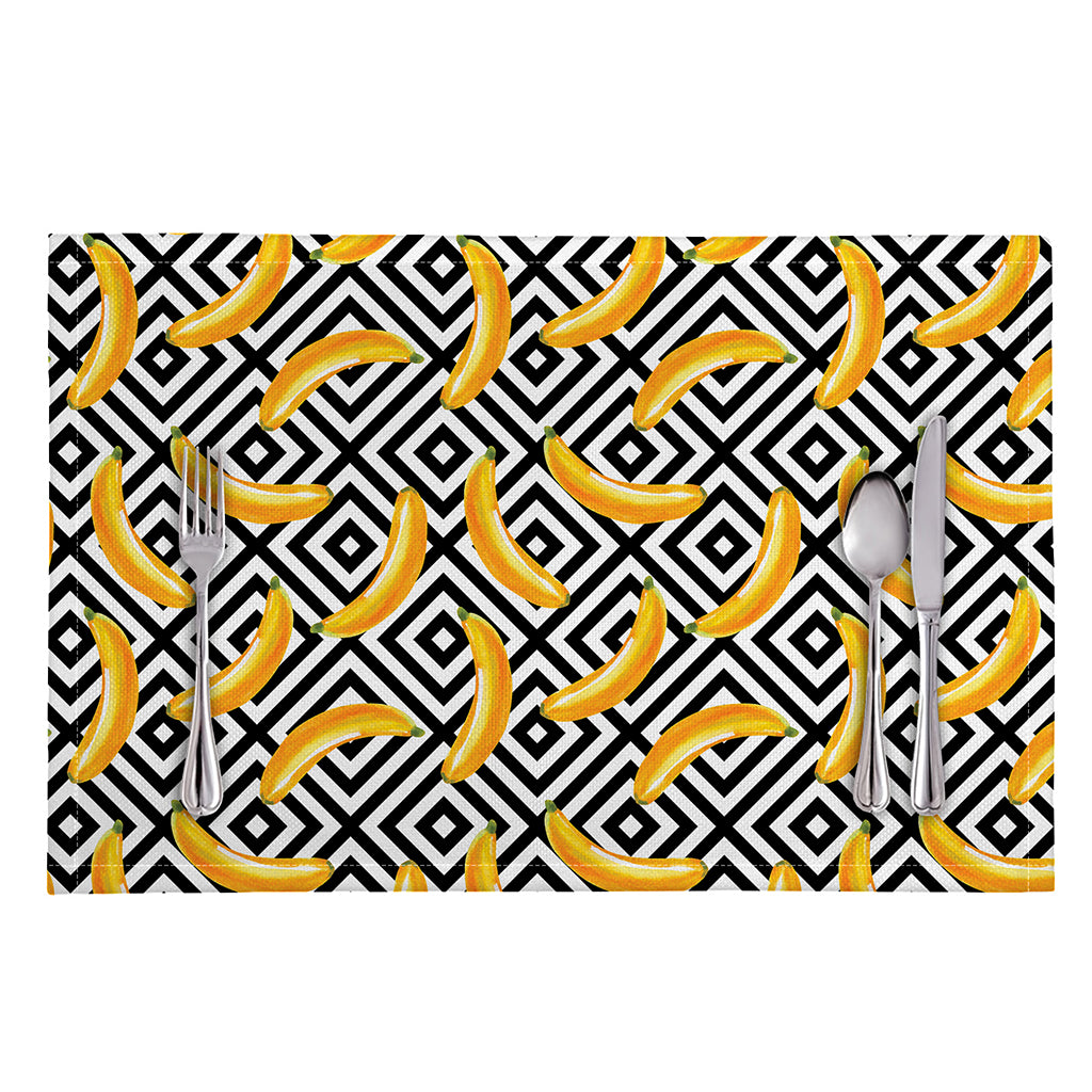 Black And White Geometric Banana Print Placemat