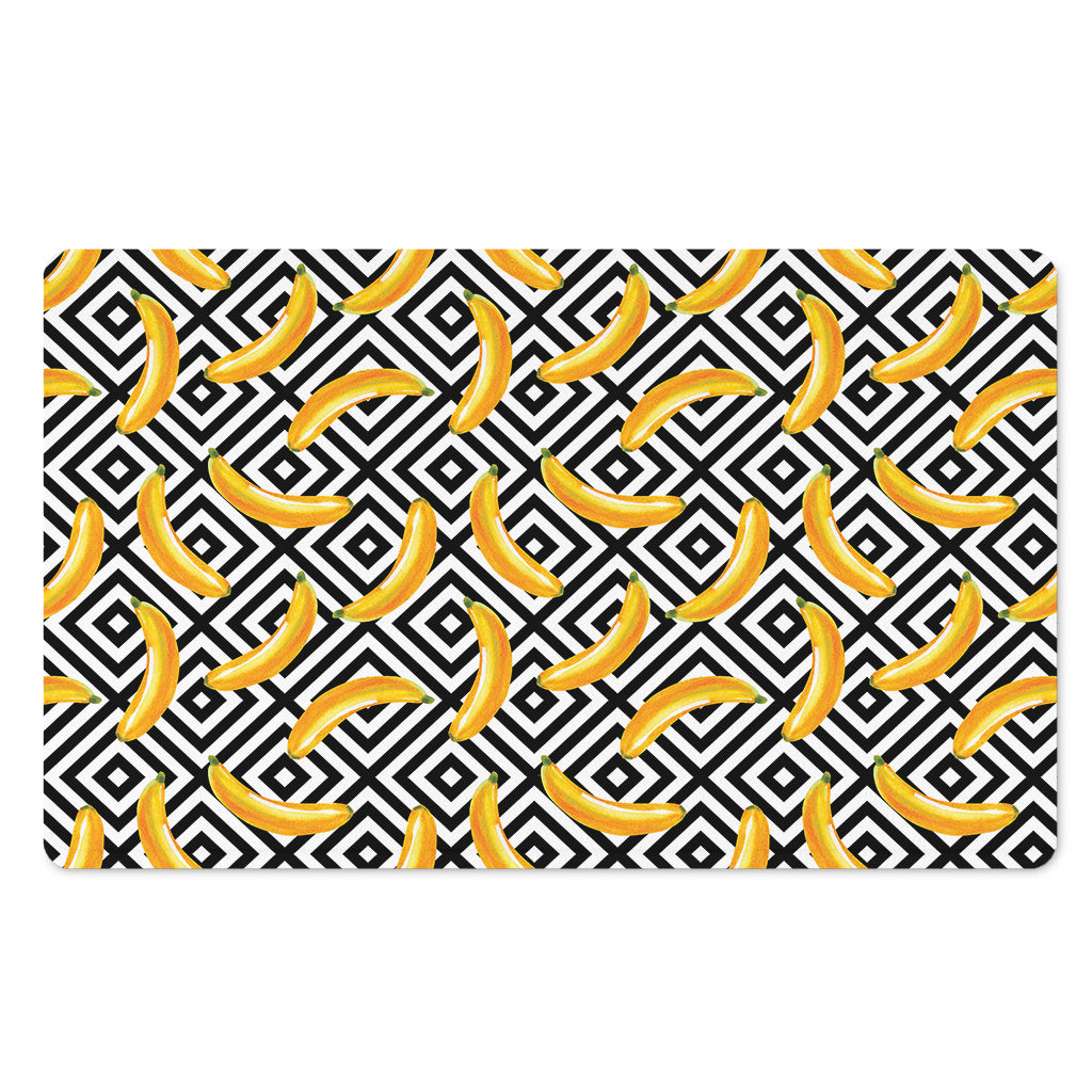Black And White Geometric Banana Print Polyester Doormat