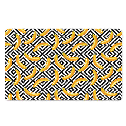 Black And White Geometric Banana Print Polyester Doormat