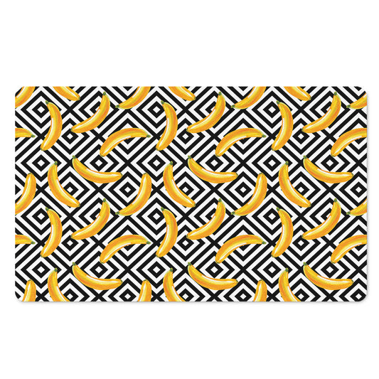 Black And White Geometric Banana Print Polyester Doormat
