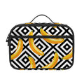 Black And White Geometric Banana Print Portable Lunch Bag