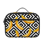 Black And White Geometric Banana Print Portable Lunch Bag