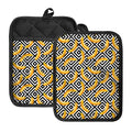 Black And White Geometric Banana Print Pot Holders With Pocket