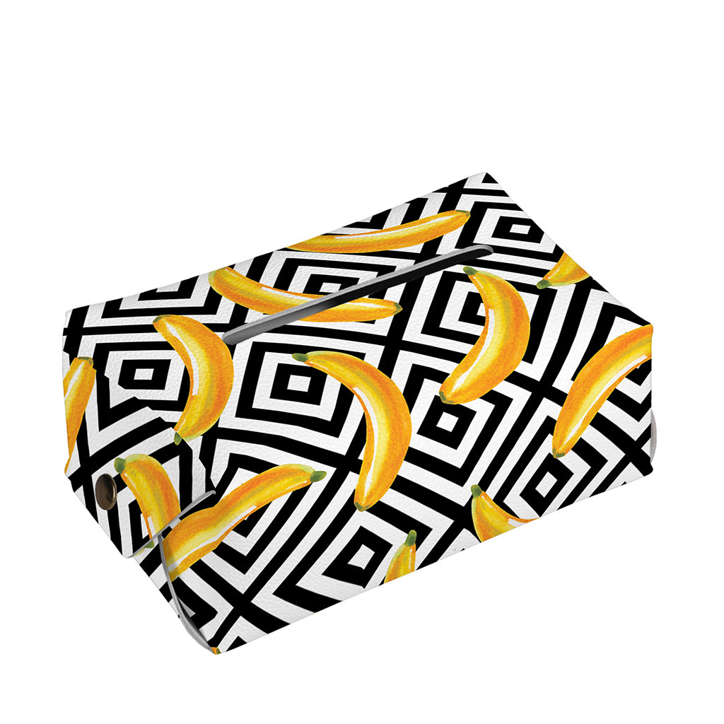 Black And White Geometric Banana Print Rectangle Tissue Box Cover