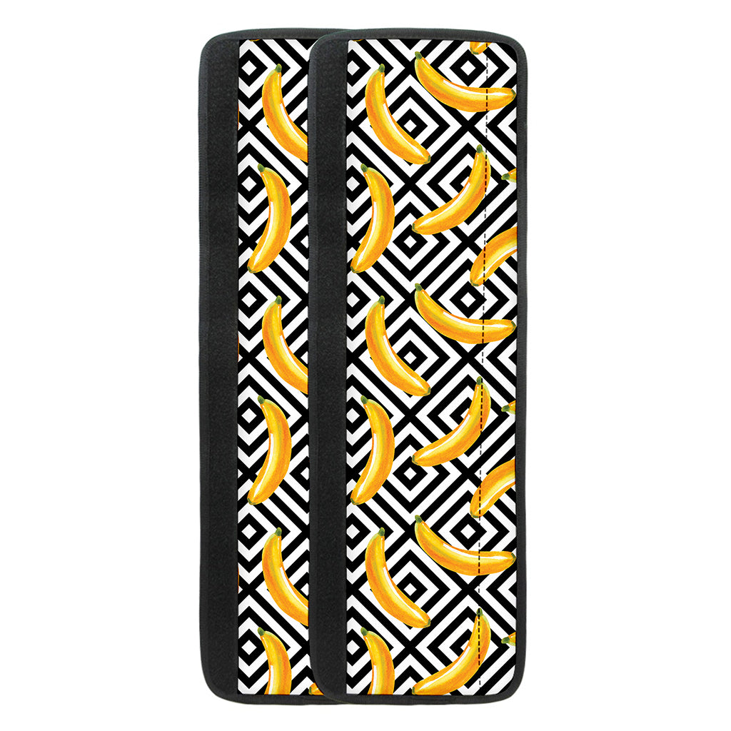 Black And White Geometric Banana Print Refrigerator Handle Covers