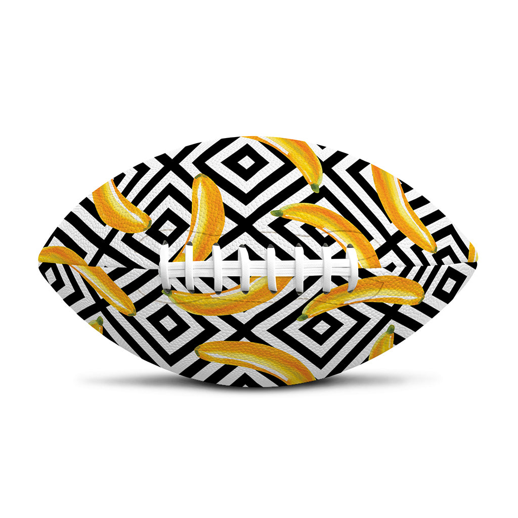 Black And White Geometric Banana Print Rugby Ball