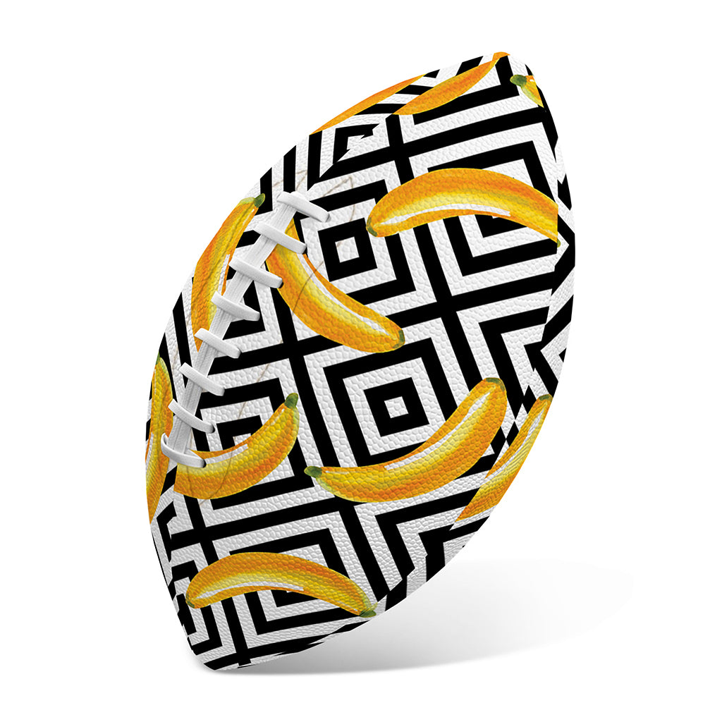 Black And White Geometric Banana Print Rugby Ball