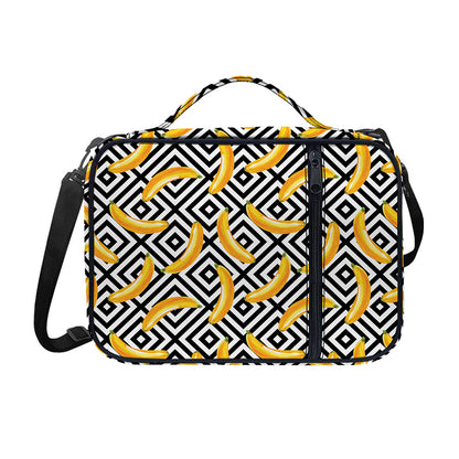 Black And White Geometric Banana Print Shoulder Strap Bible Bag