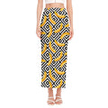 Black And White Geometric Banana Print Side Slit Maxi Skirt