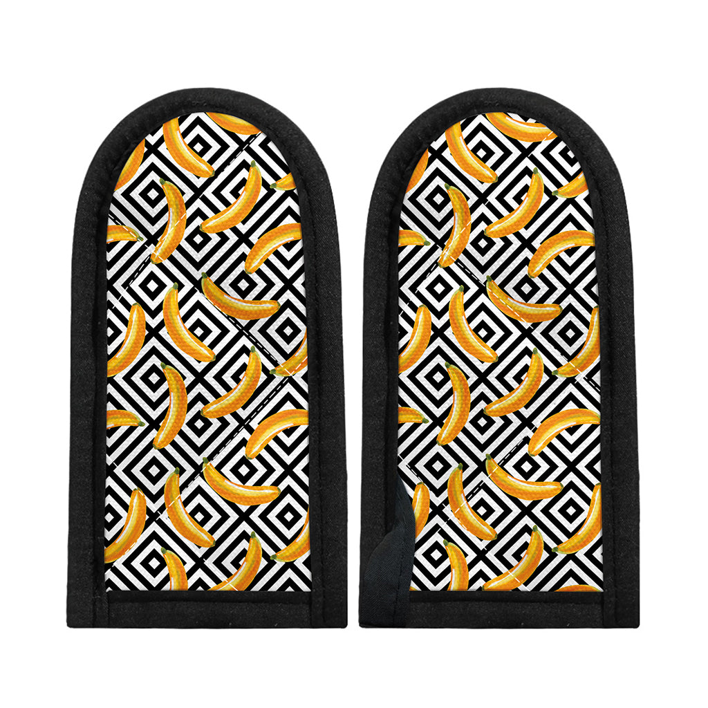 Black And White Geometric Banana Print Skillet Handle Cover