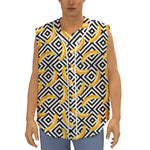Black And White Geometric Banana Print Sleeveless Baseball Jersey