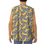 Black And White Geometric Banana Print Sleeveless Baseball Jersey