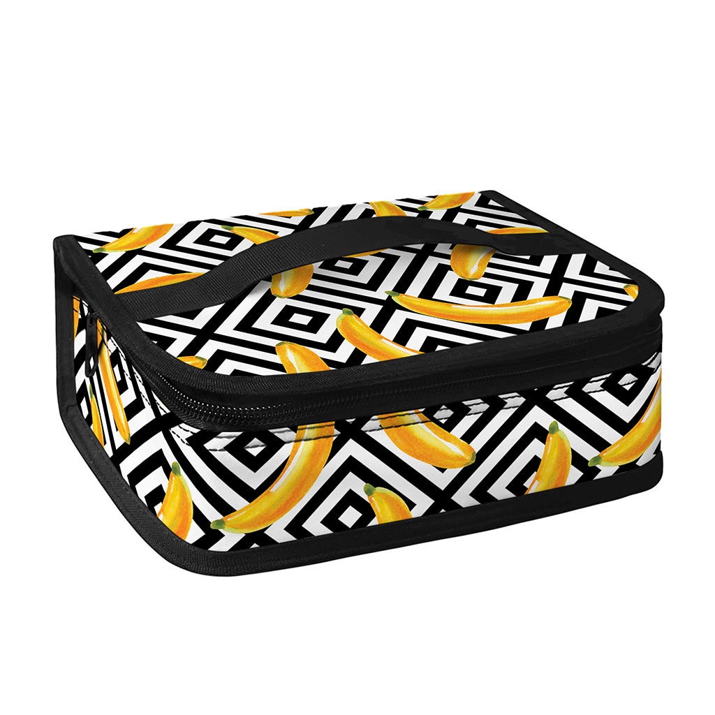 Black And White Geometric Banana Print Small Lunch Bag