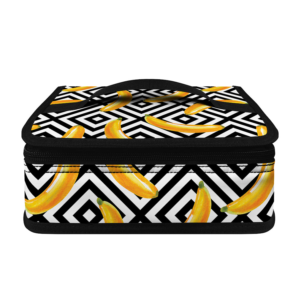 Black And White Geometric Banana Print Small Lunch Bag