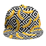 Black And White Geometric Banana Print Snapback Cap