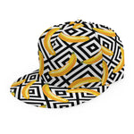 Black And White Geometric Banana Print Snapback Cap