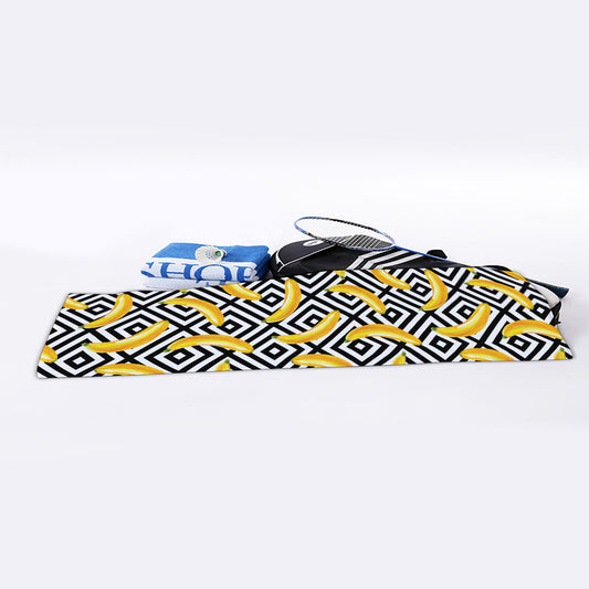 Black And White Geometric Banana Print Sports Towel