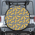 Black And White Geometric Banana Print Tire Cover