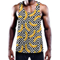 Black And White Geometric Banana Print Men's Workout Tank Top