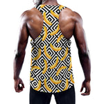 Black And White Geometric Banana Print Training Tank Top