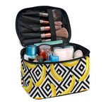 Black And White Geometric Banana Print Travel Makeup Bag