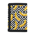 Black And White Geometric Banana Print Trifold Wallet