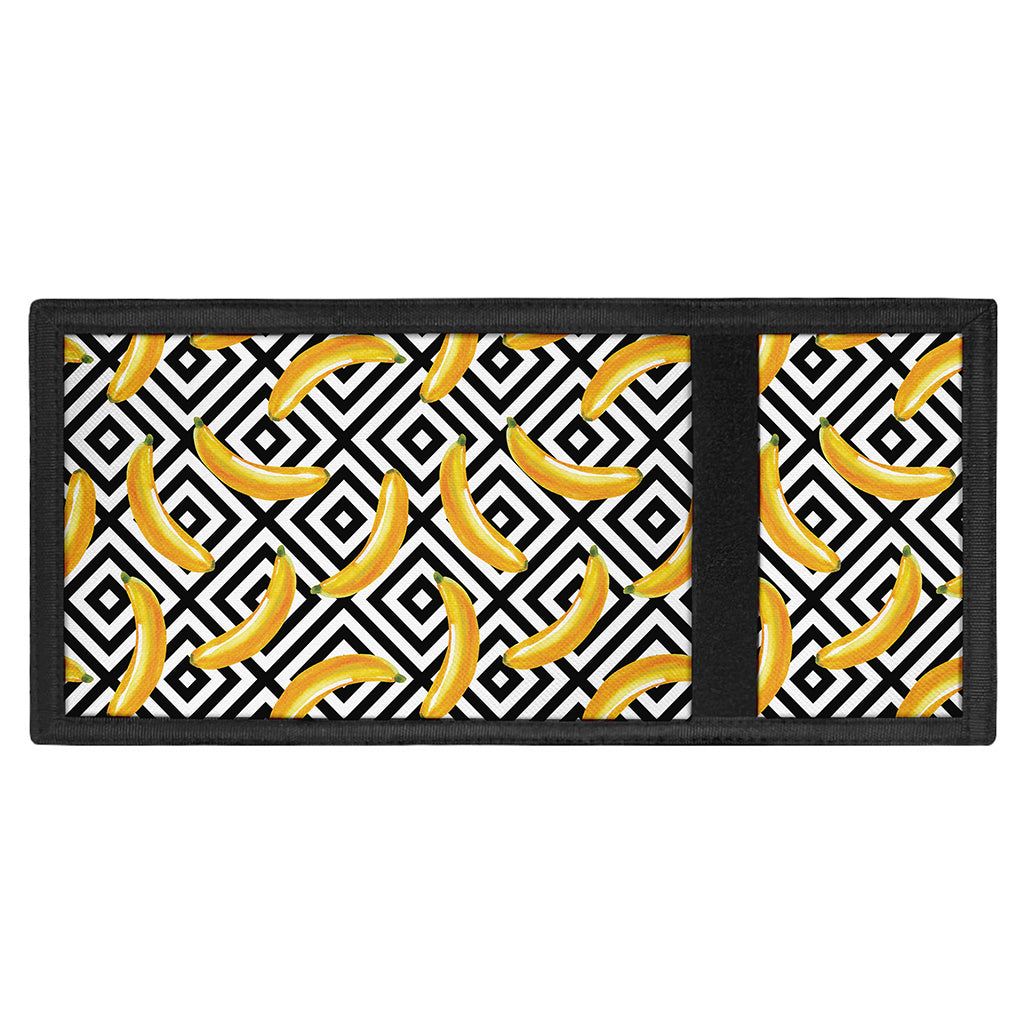 Black And White Geometric Banana Print Trifold Wallet
