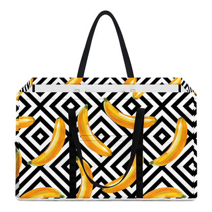 Black And White Geometric Banana Print Utility Tote Bag