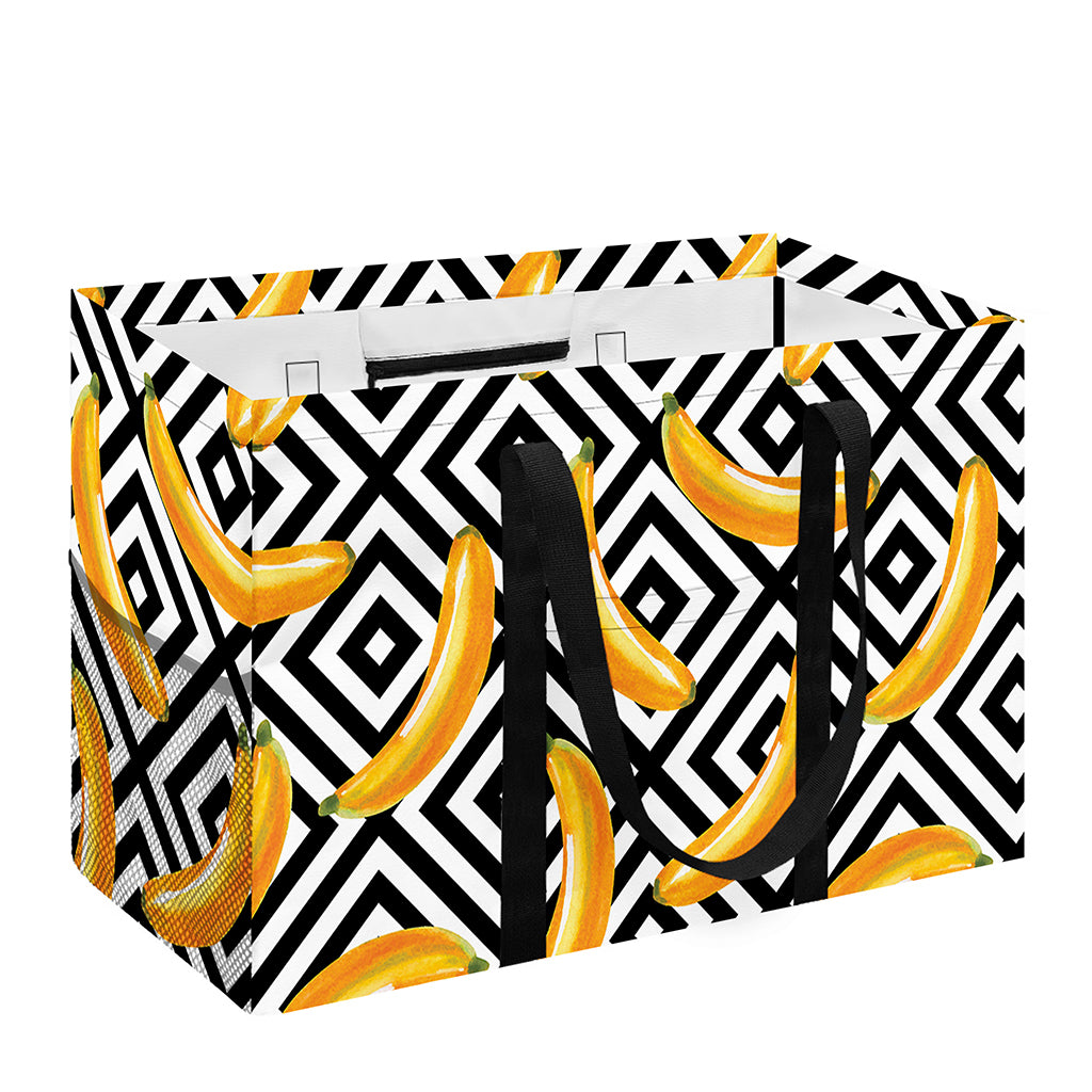 Black And White Geometric Banana Print Utility Tote Bag