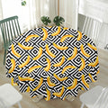 Black And White Geometric Banana Print Waterproof Round Tablecloth