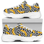 Black And White Geometric Banana Print White Chunky Shoes
