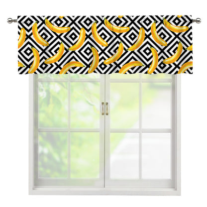Black And White Geometric Banana Print Window Valance