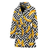 Black And White Geometric Banana Print Women's Bathrobe