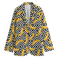 Black And White Geometric Banana Print Women's Cotton Blazer