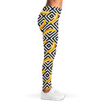 Black And White Geometric Banana Print Women's Leggings