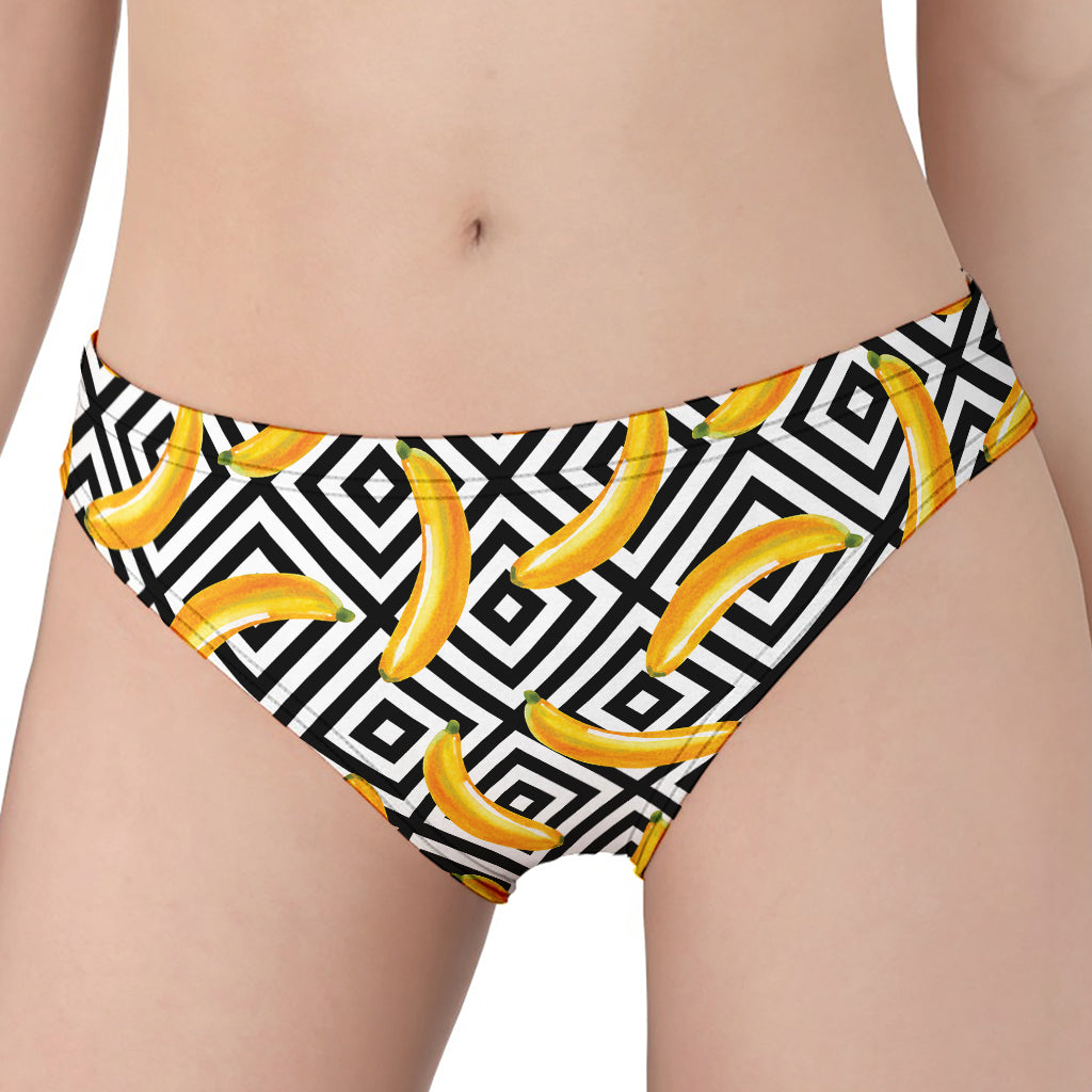 Black And White Geometric Banana Print Women's Panties