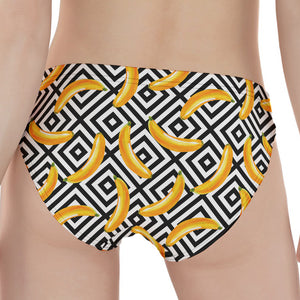 Black And White Geometric Banana Print Women's Panties