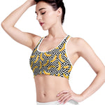 Black And White Geometric Banana Print Women's Sports Bra