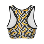Black And White Geometric Banana Print Women's Sports Bra