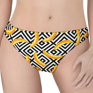 Black And White Geometric Banana Print Women's Thong