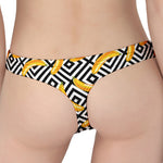 Black And White Geometric Banana Print Women's Thong